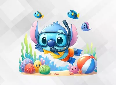Underwater Swimming Stitch Wall Vinyl Decal Stickers Colour Vb535 • £3.99