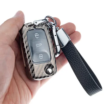 Metal Carbon Fiber Car Flip Key Chain Case Cover For VW Beetle Golf6 Amarok Eos • $14.95