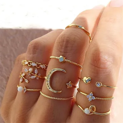 Fashion Boho Stack Plain Above Knuckle Ring Midi Finger Tip Rings Jewelry Set- • £3.99