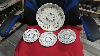$175 • Buy ZSOLNAY HUNGARY PECS 6 Hand Painted Dessert Plates & Serving Plate