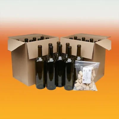 Wine Bottles Green - Box Of 24 Including Corks For Home Made Wine • £35.52