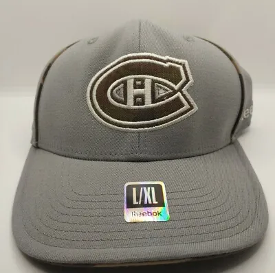 REEBOK Canadiens NHL Face Off CAMO  Flex Fitted Cap Hat  L/XL  NEW Pro Hockey  • $17.99