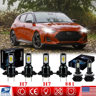 LED Headlight High Low Fog Light Bulbs Kit For 2012-2017 Hyundai Veloster 6000K • $28.55