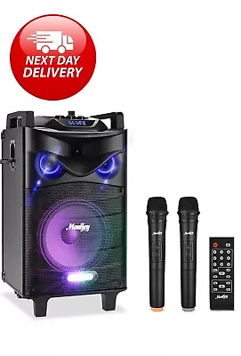 £187.99 • Buy Portable Bluetooth Karaoke Machine Vocal PA Party Speaker 10  2 Mics Star LEDs