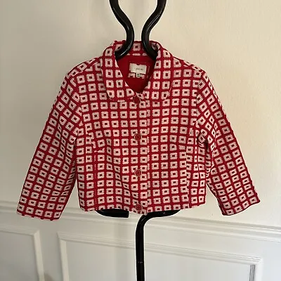 I Love H81 Red White Geometric Blazer Jacket Sz M B5 • $29.99