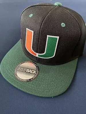 University Of Miami The U Hurricanes Embroidered Logo Black & Green Hat Cap New • $24