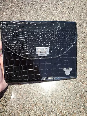 Disney Parks Black Mickey Alligator Croc Embossed Tablet Ipad Case Clutch  • $19.99