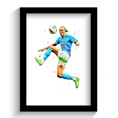 Manchester City | Erling Haaland | Hand Drawn Framed Print Poster Picture! • £15.99