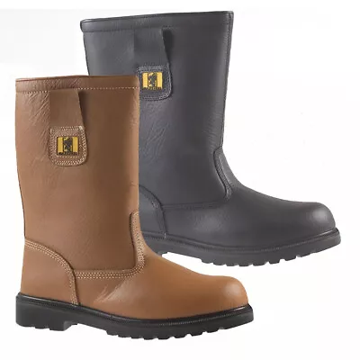 Mens Rigger Fur Lined Safety Steel Toe Cap Ladies Work Boots Shoe Wellingtons Sz • £25.70