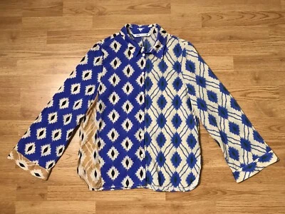 $13.96 • Buy Zara Blouse Womens M Button Front Tribal Southwestern 100% Cotton Lightweight