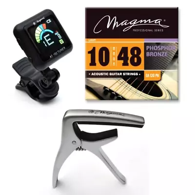 Magma Acoustic Guitar Kit Includes 1 Acoustic Guitar Strings 1 Capo 1 Tuner • $41.57