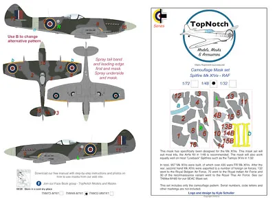 TopNotch Spitfire Mk XIVe - RAF Camouflage Scheme Vinyl Mask Set • £15.75