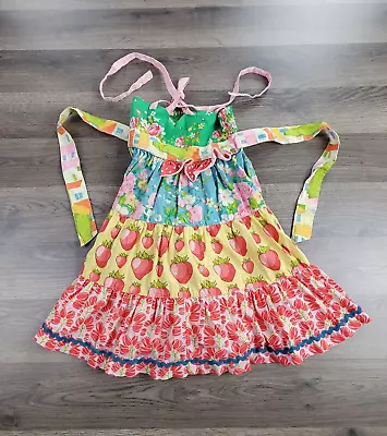 Matilda Jane Meadow Sweet Ellie Dress Strawberries Good Hart Girls Size 4 Summer • $29.95