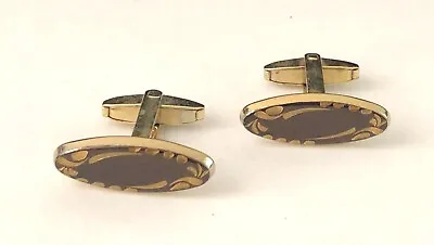 Vintage FOSTER Pat Pending USA Brown Enamel Cufflinks • $18.84