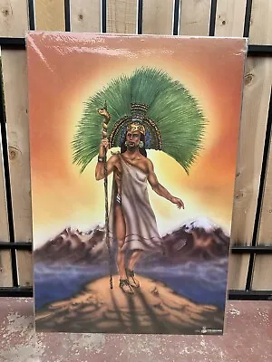 Vintage NOS Aztec Art Poster Headdress Aztecs Mayan Mexico Maya Mexican Print • $7.99