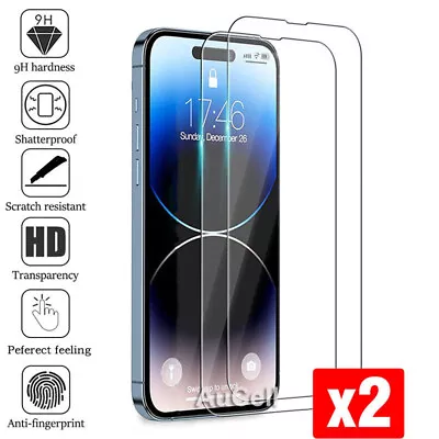 2X Tempered Glass Screen Protector For IPhone 15 14 13 12 11 Pro Max 7 8 PLUS XR • $7.89