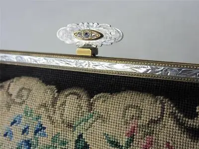 *Handbag Purse Marcasite Silver Frame Micro Petit Point - Vintage Antique • $42.98