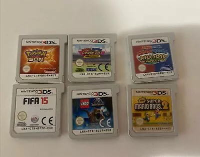 Nintendo 3DS Video Game 6x Cartridge Only Bundle - Mario Sonic Pokémon Sun • $79.95