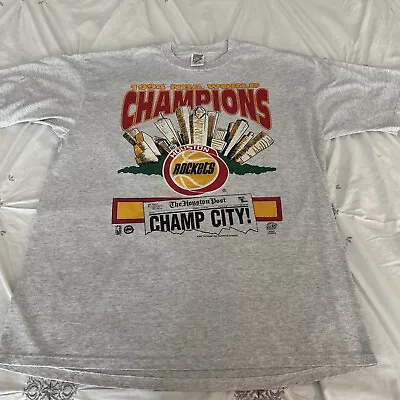 ROCKETS Vintage 1994 NBA World Champions T-Shirt - Houston Post W/CHAMP CITY • $50