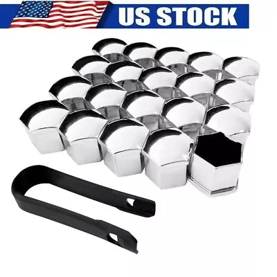 20PCS 17mm Chrome Car Wheel Lug Nut Bolt Center Cover Screw Nuts & Clip Tool • $2.65