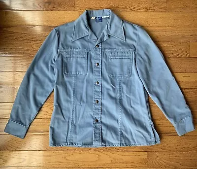 Vintage 70’s Sears Jeans Joint Men’s Snap Button Up Dress Shirt Blue M  • $20