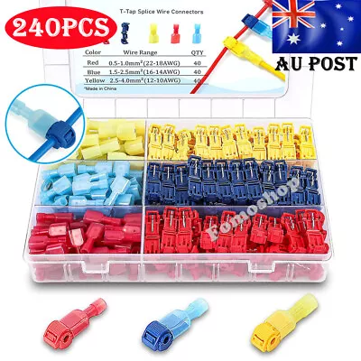 240PCS Quick Splice T-Taps Electrical Wire Cable Crimp Terminals Connectors Kit • $8.88