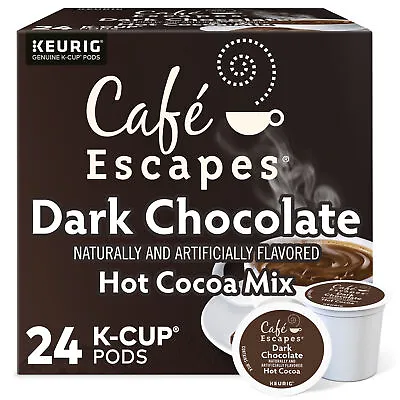 Cafe Escapes Dark Chocolate Hot Cocoa Keurig K-Cup Pod 24 Count • $13.99