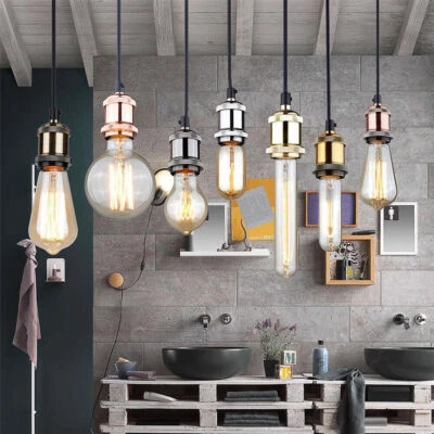 £3.38 • Buy Vintage Industrial Light Fitting Lamp Rose Holder Screw Ceiling Bulb E27 Pendant