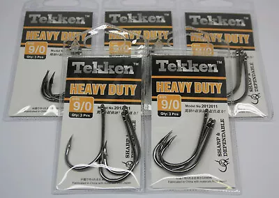 Tekken HEAVY DUTY Fishing Hooks X5 Packs Size #9/0 Chemically Sharpened BKK • $24.95