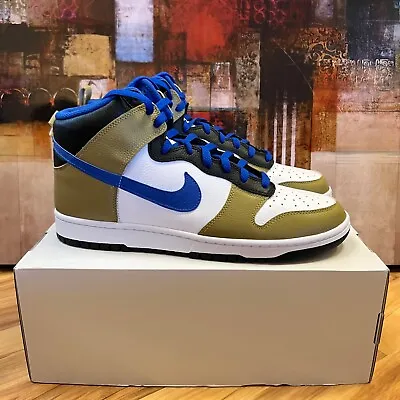Size 12 Nike Dunk High ID By You Golden Moss Game Royal Blue White SB DV2273 900 • $70