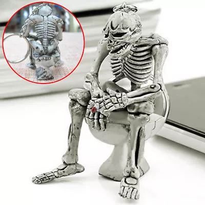 Skull Toilet Keyring Keychain Men Creative Rubber Keyfob Car Key Chain Gift • $1.99