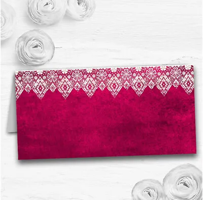 Berry Pink Old Paper & Lace Effect Wedding Table Seating Name Place Cards • £6.95