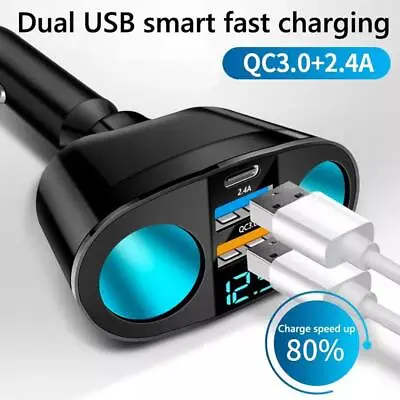 LED Car Cigarette Lighter Adapter Charger 2 Way Dual Plug Splitter GX • $9.71