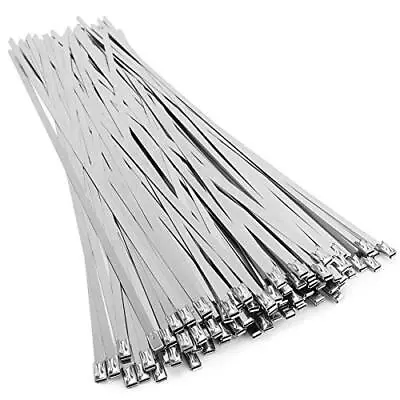 100 Pcs Metal Zip Ties 11.8 Inch Stainless Steel Cable Ties Multipurpose Heavy D • $15.56