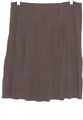 Max Edition XL Brown Faux Suede Tiered Pull On Twirly Skirt Perfect Line Dancing • $14.99