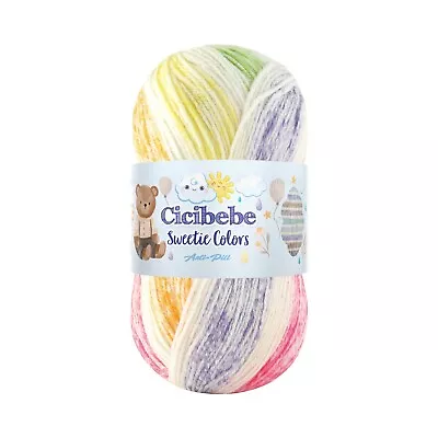 £2.99 • Buy Rainbow Baby Yarn Cicibebe Sweetie Color Double Knitting Anti Pilling 100g Ball