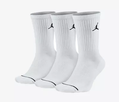 Nike Jordan Everyday Crew Socks Mens 3 Pairs White Multi Size Sportswear • $37.99