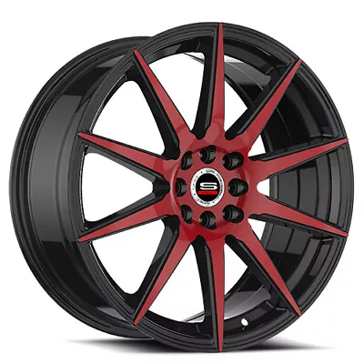17x7.5 Spec-1 SP-51 Gloss Black & Red Mach Wheels 4x100/4x4.5 (42mm) Set Of 4 • $833.60