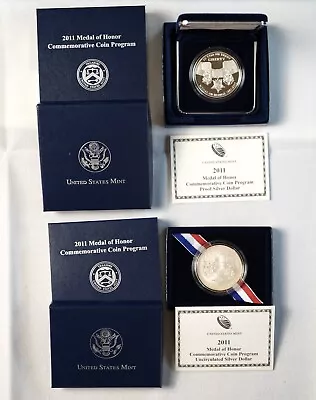 2 Coins 2011 P Proof & Uncirculated Medal Of Honor Commemorative Silver Dollars • $65