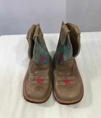 $14.95 • Buy Roper Cowbabies Newborn Tan And Teal Blue Cowboy Roping Boots Size 4
