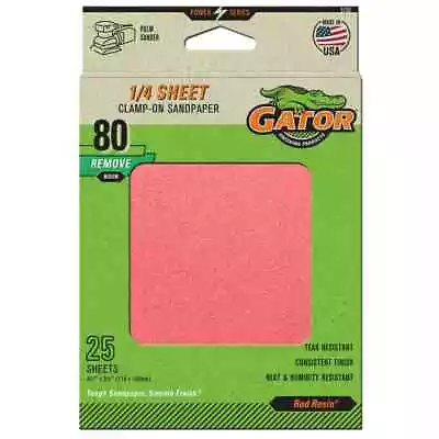 Gator 25-Piece Aluminum Oxide 80-Grit 1/4 Sheet Sandpaper Clamp-On Palm Sander • $9.99