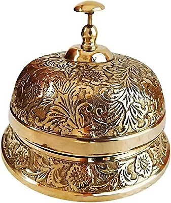Hotel Service Ornate Reception CounterTable Desk Bell Antique Vintage Brass • $23.40
