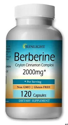 Berberine HCL 2000 Mg Plus Organic Ceylon Cinnamon 120 Caps - Premium Quality • $19.92