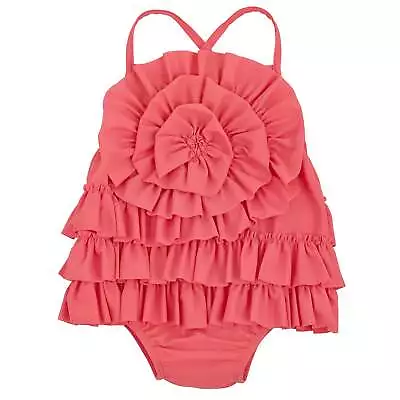 Mud Pie Baby Girl Pink Ruffle 1pc Swimsuit • $35