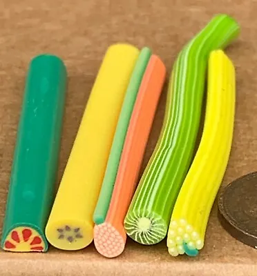 5 Assorted Fruit Fimo Canes Nail Art Tumdee 1:12 Scale Dolls House Set D • $1.25