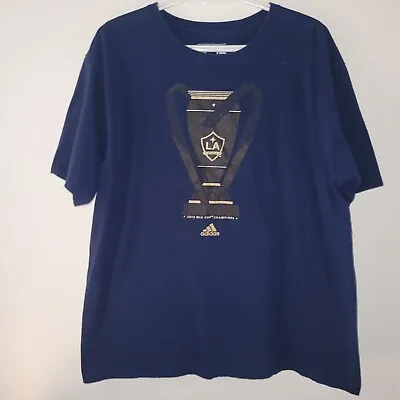 Adidas LA Galaxy 2012 MLS Cup Champions Short Sleeve T-Shirt Men's Size XL Blue • $28.95