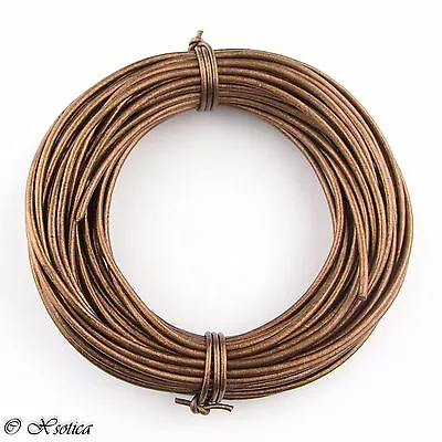 Bronze Metallic Round Leather Cord 1mm 10 Meters (11 Yards) • $7.30