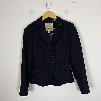 Jack Wills Tweed Jacket Blazer Women's UK 8 Navy Blue Moon Wool Country Hacking • £49.95