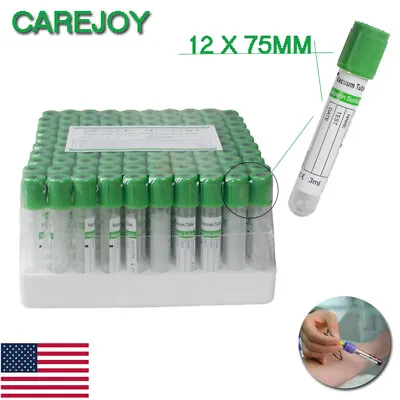 $29.99 • Buy Carejoy Heparin Sodium Tubes Blood Collection Tubes Green 100pcs Glass USA