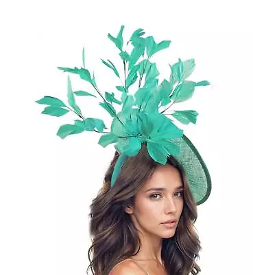 Jade Green Statement Fascinator Hatinator Hat Kentucky Derby Oaks Ladies Royal • £160